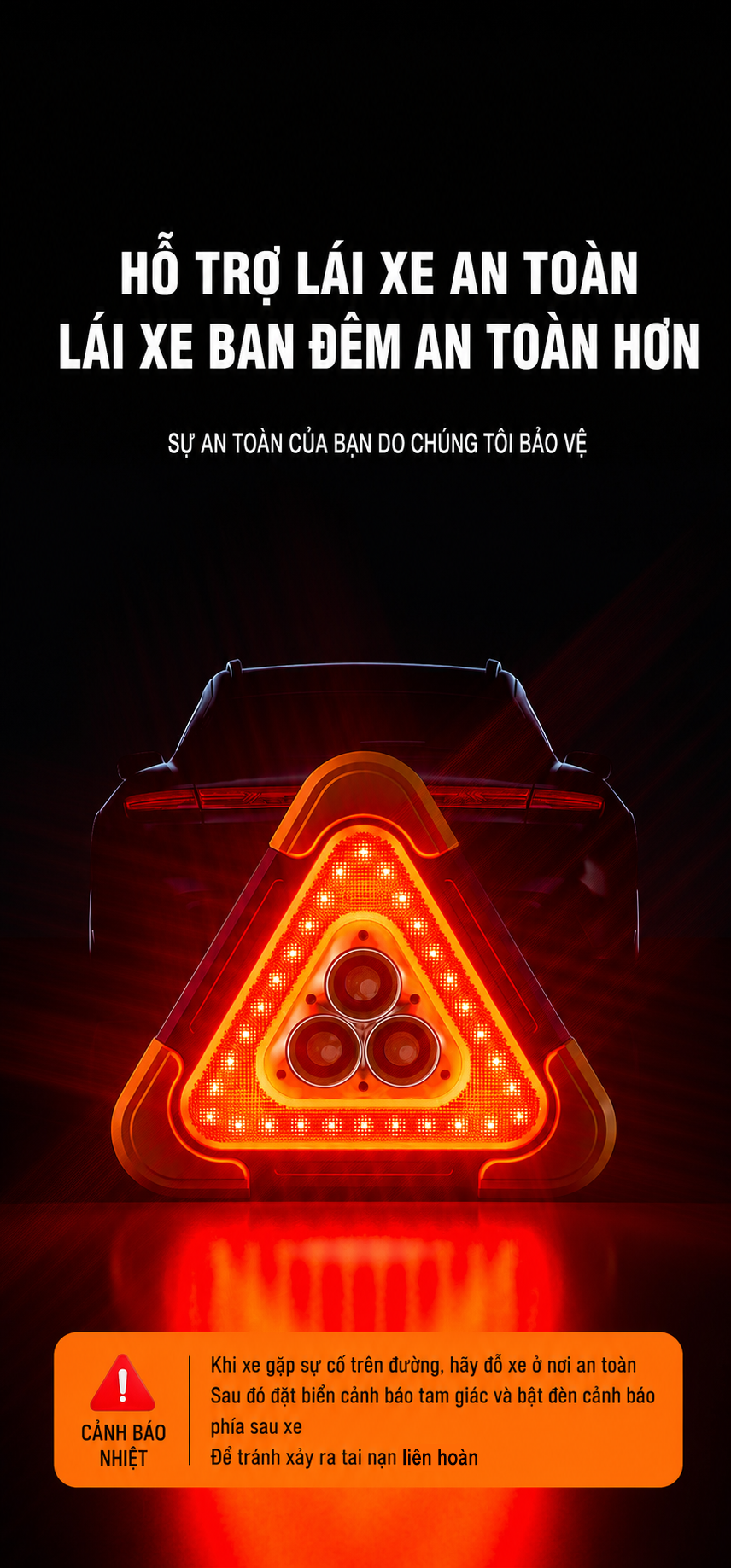 Đèn LED cảnh báo hình tam giác cho ô tô (06)