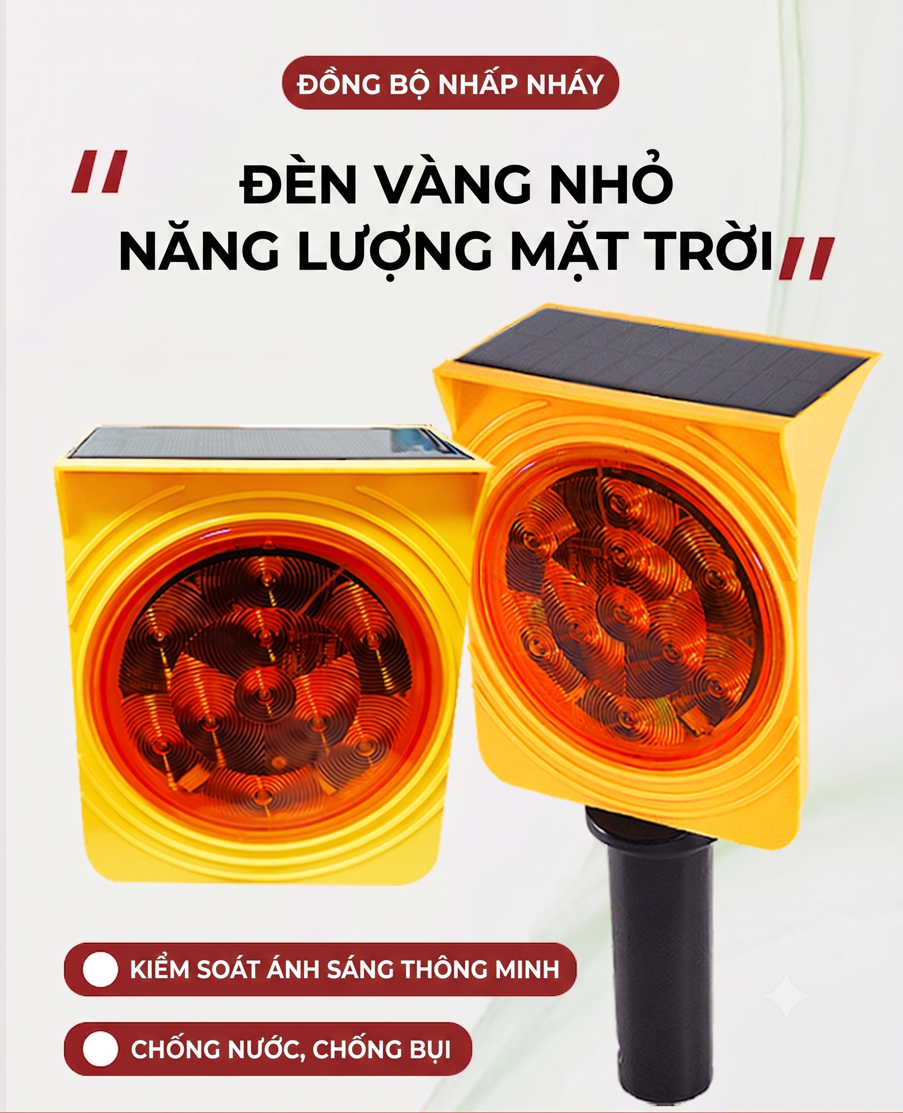 Đèn vàng nhỏ năng lượng mặt trời, nhấp nháy đồng bộ 01